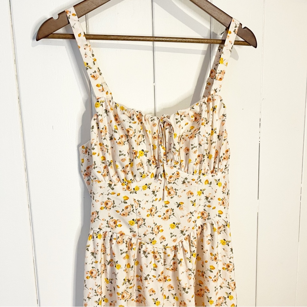 Shein Cream and Yellow and Peach Floral Milk Maid Style Dress. Size Medium. - Picture 2 of 6